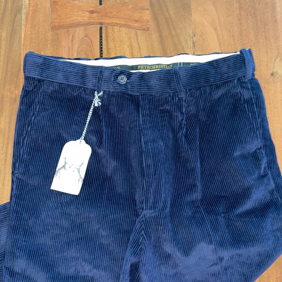 Peter Christian Navy Blue Pleated County Corduroy Pants 36”W 33”L - Picture 3 of 7